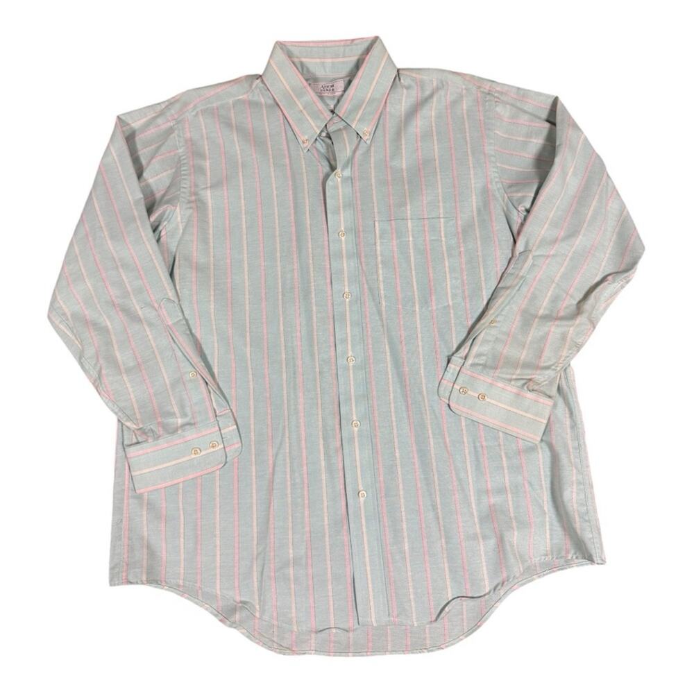 Arrow Dover Men’s Shirt Button Down Long Sleeve Striped Green 17 - 32/33